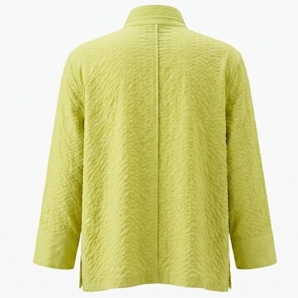 NEW Ali Miles 2X Lime Green Textured Seersucker Wire Collar Tunic Shirt - Picture 3 of 11